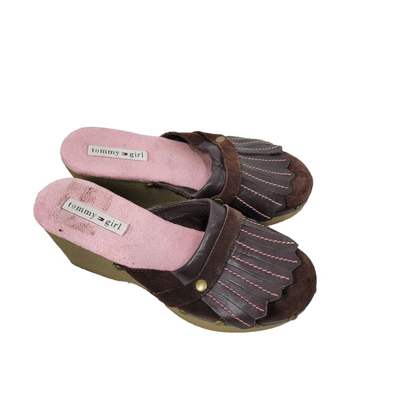 Tommy Girl Clogs Womens Size 6M Tassel Kiltie Leather Shoes Clog City School - Picture 1 of 11